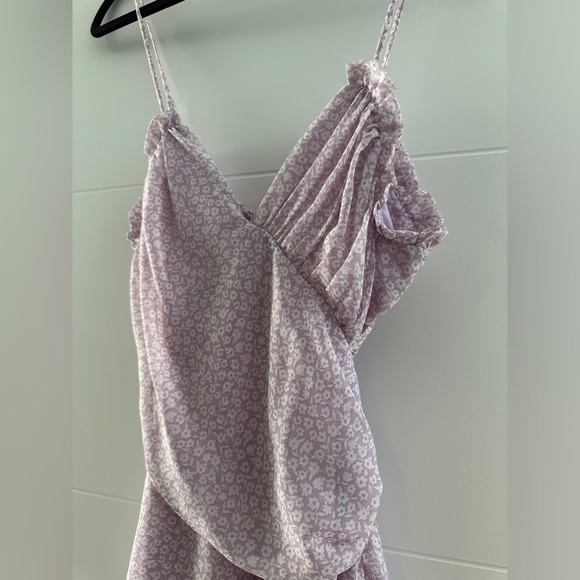 Cotton candy la pink & white tie open back ruffle mini dress formal wedding M - Picture 9 of 12